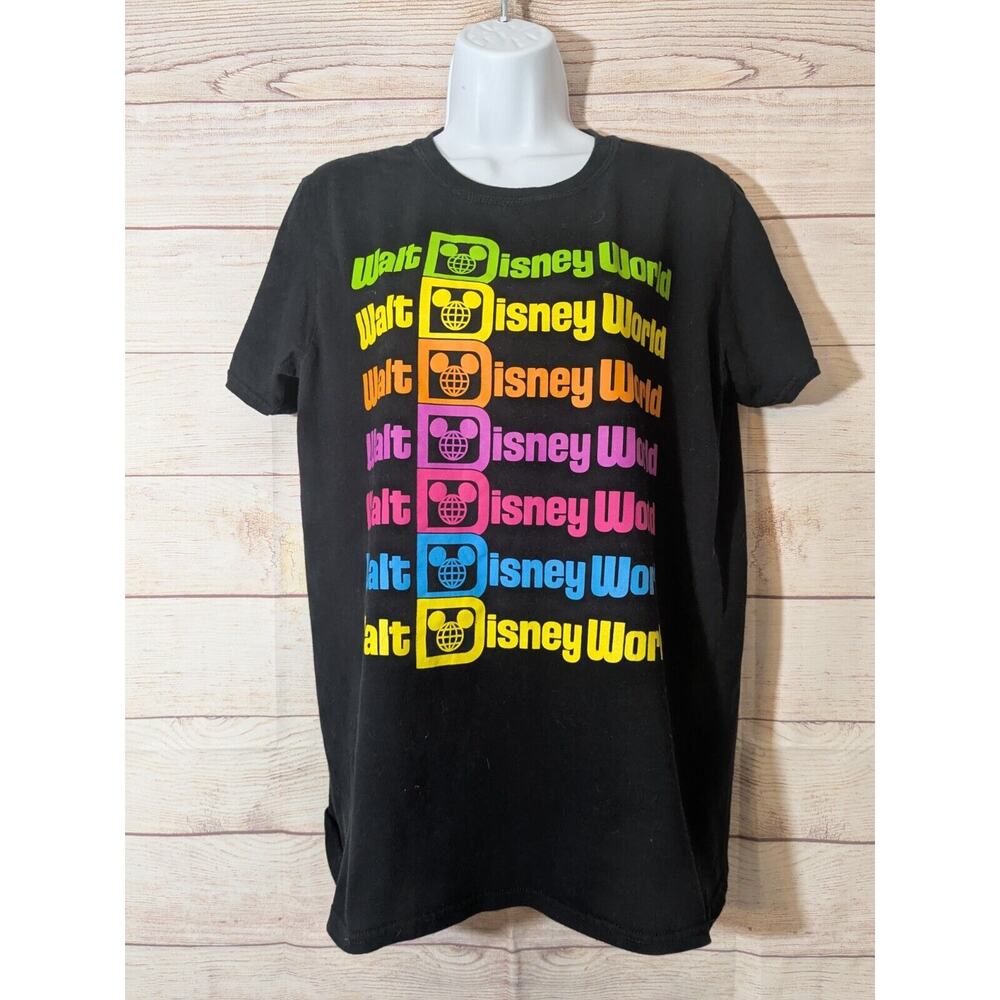 Walt Disney World Solid Black Short Sleeve T-shirt - Size Medium Multi Color